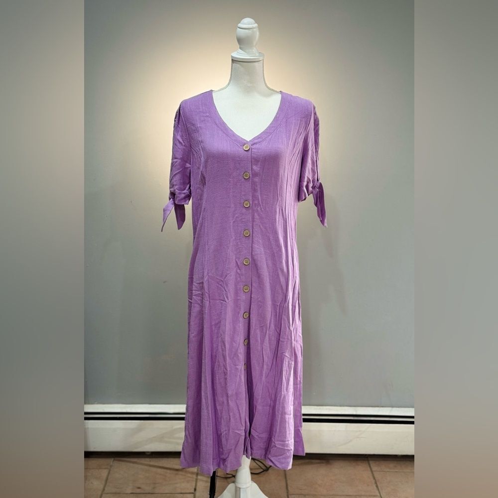 Purple Susan Graver Button Down S/S Dress Size M EUC